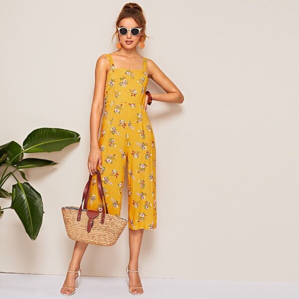 

Ditsy Floral Print Tie Back Jumpsuit