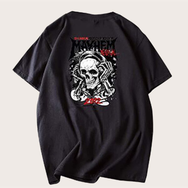 

Men Skull & Letter Print Tee
