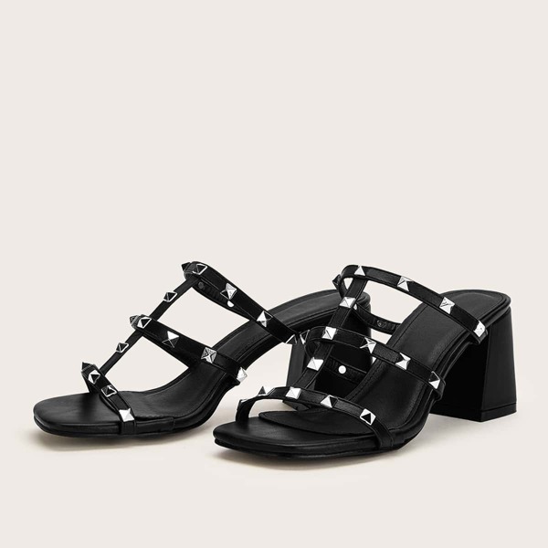 

Studded Decor Block Heeled Mules