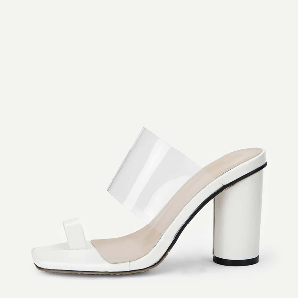 

Transparent Toe Ring Block Heeled Mules