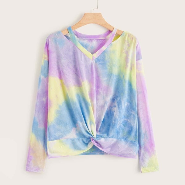 

Plus Tie Dye Cut Out Twist Tee