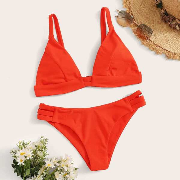 

Ladder Cut-out Triangle Bikini Set