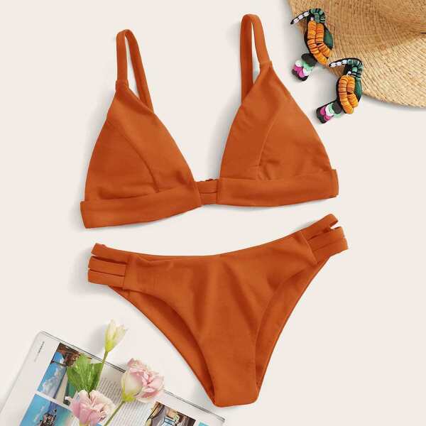 

Ladder Cut-out Triangle Bikini Set