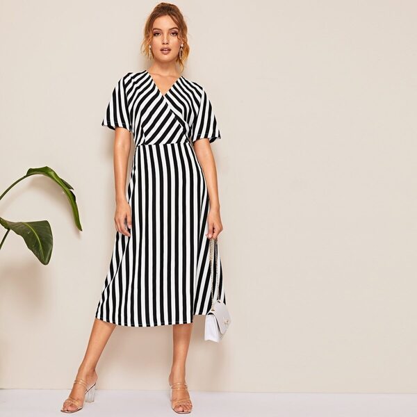 

Surplice Striped Dress