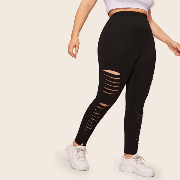 

Plus Cut Out Skinny Pants, Black