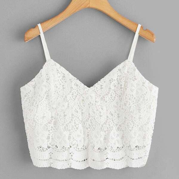 

Plus Lace Panel Zipper Cami Top