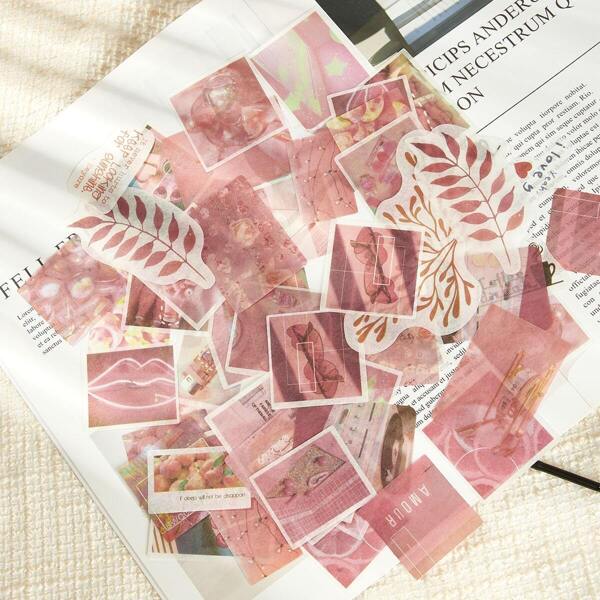 

Fruit & Leaf Print Sticker 60pcs