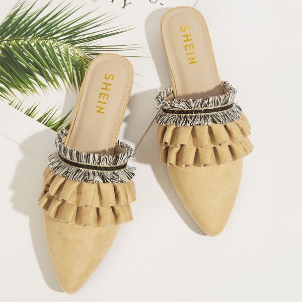 

Ruffle Decor Flat Mules