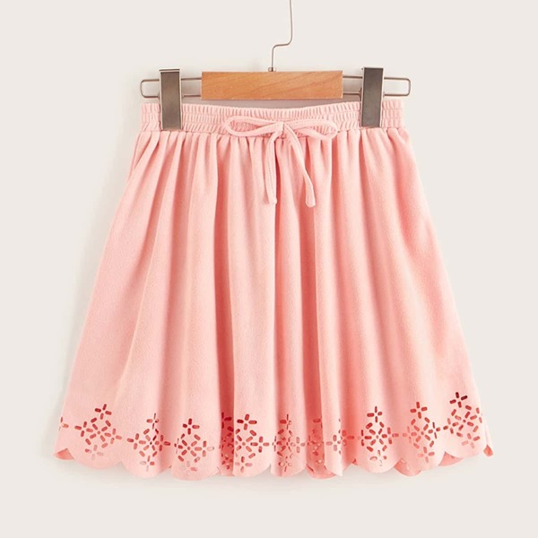 

Girls Laser Cut Bow Front Suede Skirt