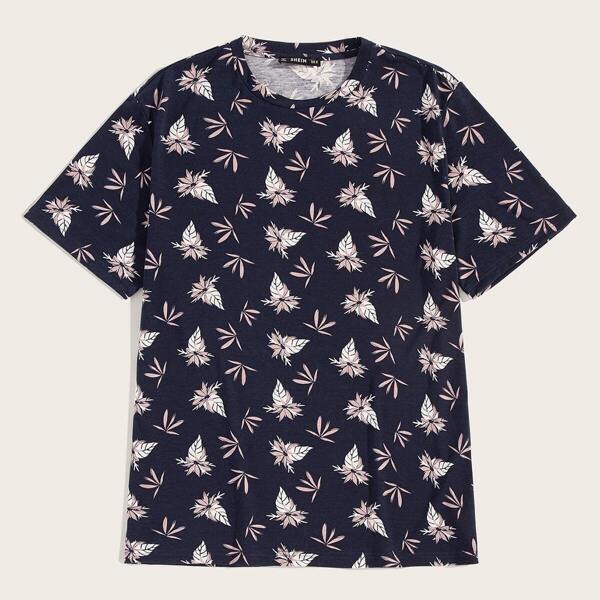 

Men Leaf Print Top