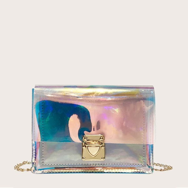 

Push Lock Chain Crossbody Bag, Multicolor