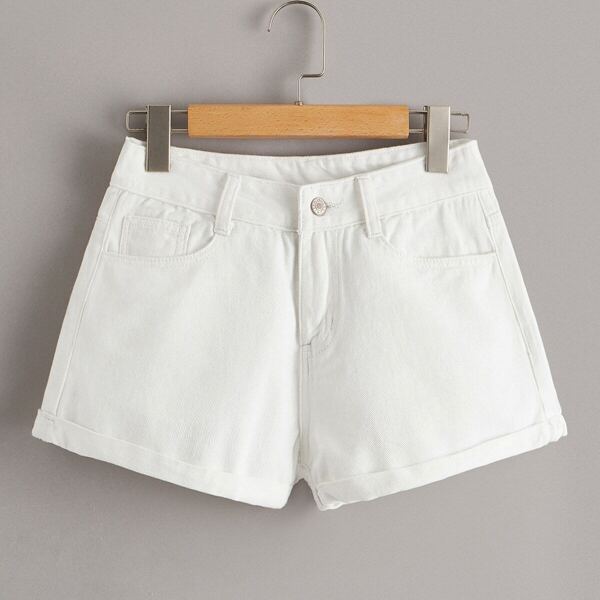 

Distressed Back Cuffed Denim Shorts