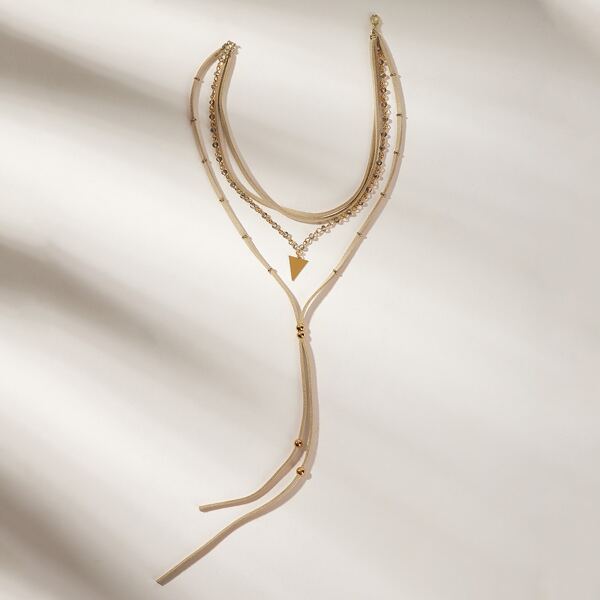

Triangle Detail Layered Lariats Necklace 1pc, Gold