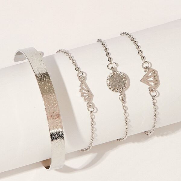 

Diamond Decor Chain Bracelet 4pcs