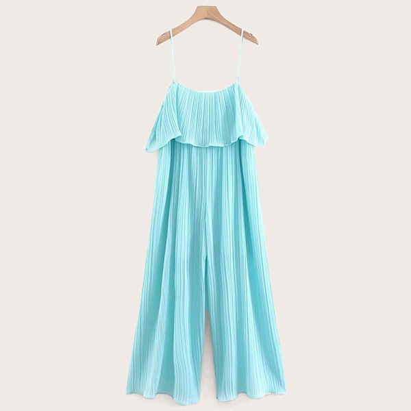 

Ruffle Trim Pleated Cami Jumpsuit