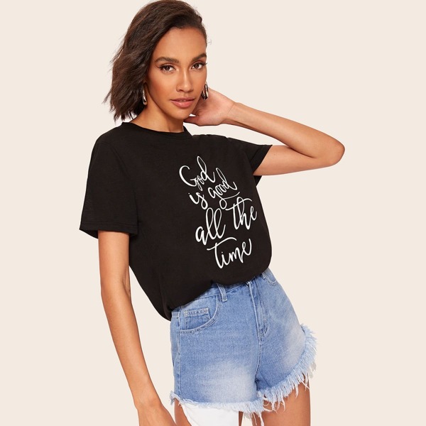 

Slogan Graphic Tee, Black
