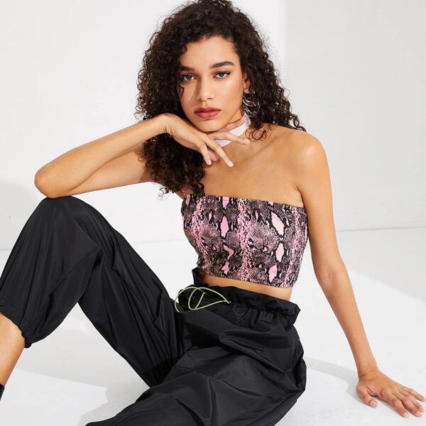 

Snakeskin Print Crop Bandeau