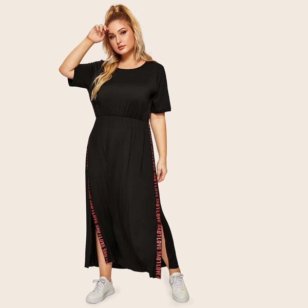 

Plus Contrast Taped Split Side Dress