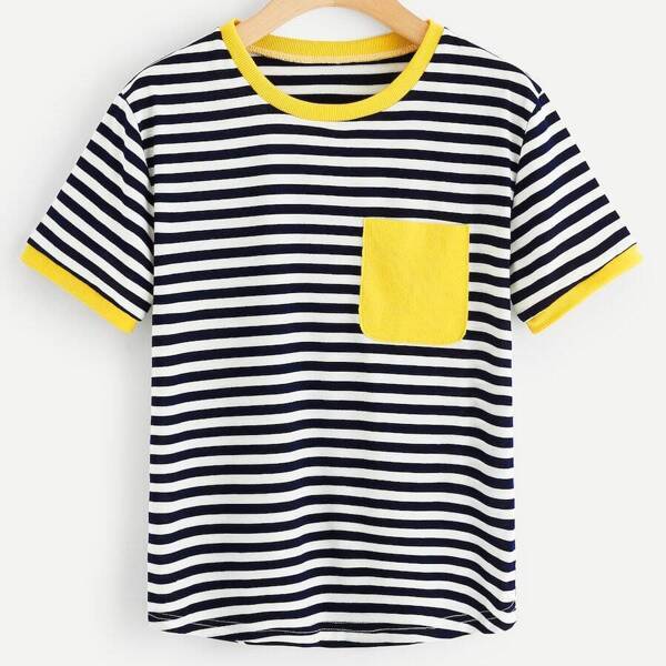 

Plus Piping Trim Striped Tee