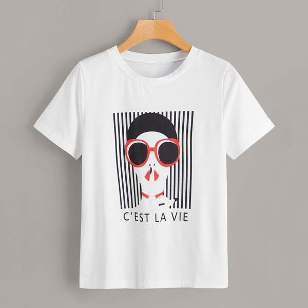 

Figure & Letter Print Tee
