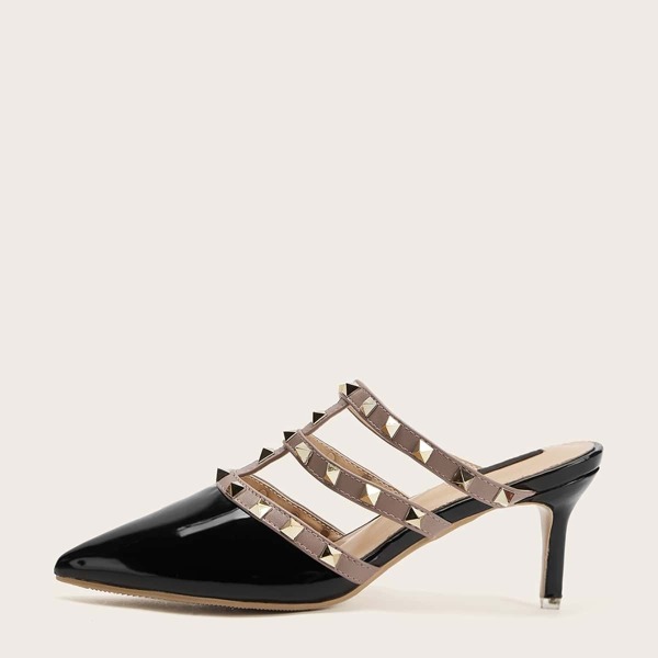 

Studded Decor Point Toe Kitten Heels