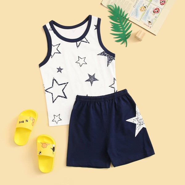 

Toddler Boys Star Print Pajama Set