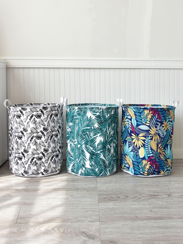 

Leaf Overlay Print Storage Basket 1pc, Multicolor