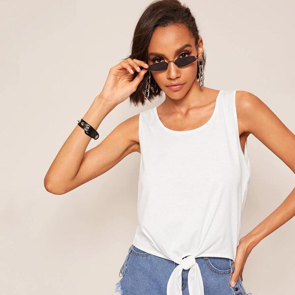 

Solid Knotted Tank Top