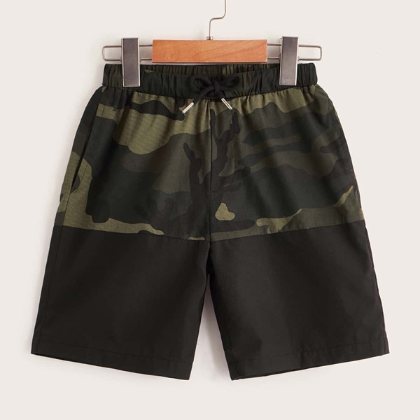 

Boys Drawstring Waist Camo Print Shorts