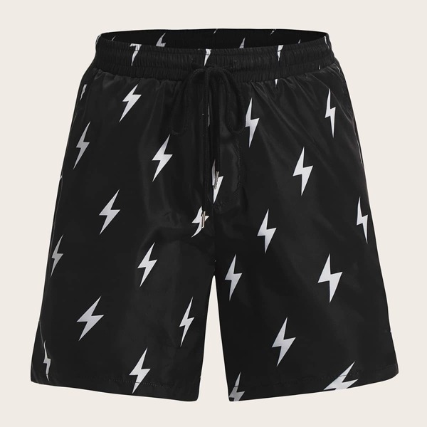 

Men Lighting Print Drawstring Wind Shorts