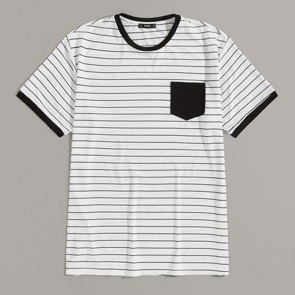 

Men Pocket Patch Striped Ringer Tee