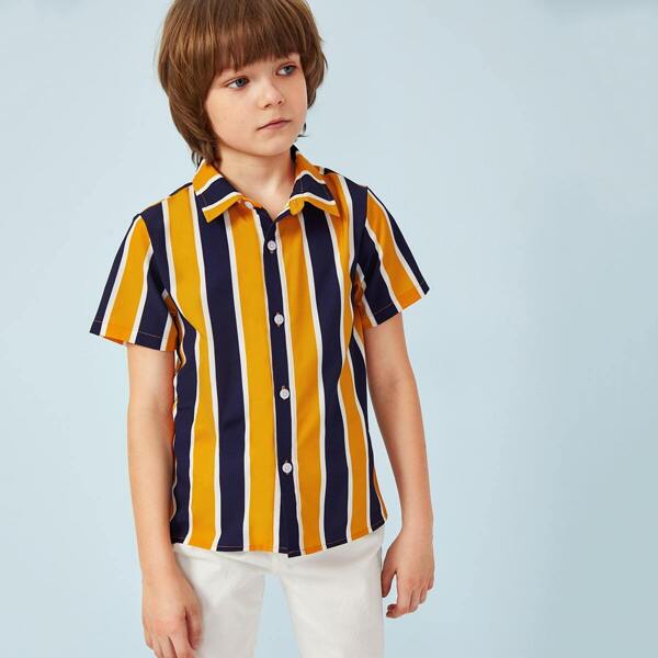 

Boys Color-block Striped Shirt