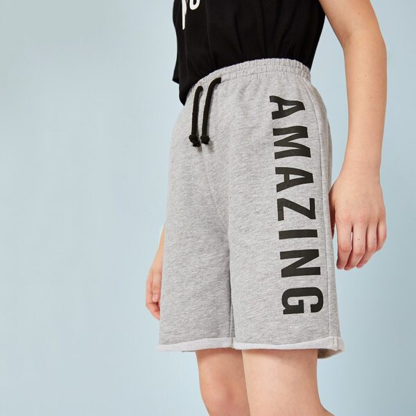 

Boys Letter Print Side Roll Up Hem Bermuda Shorts