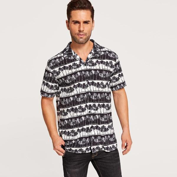

Men Allover Tropical Tree Print Shirt