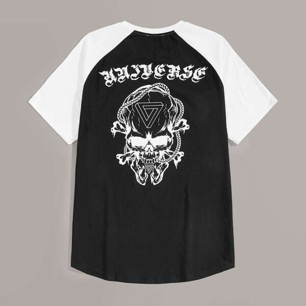 

Men Graphic Print Raglan Sleeve Top