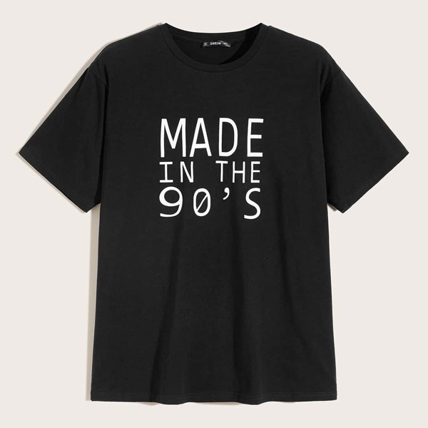 

Men Drop Shoulder Slogan Print Tee