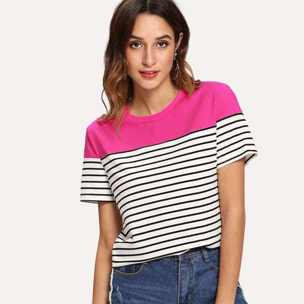 

Color-block Striped Tee