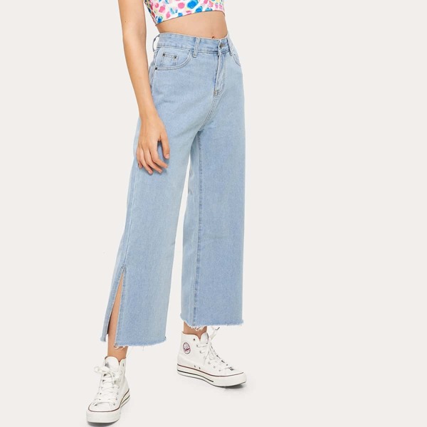 

Solid Split Wide Leg Jeans
