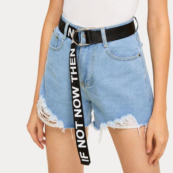 

Ripped Raw Hem Denim Shorts