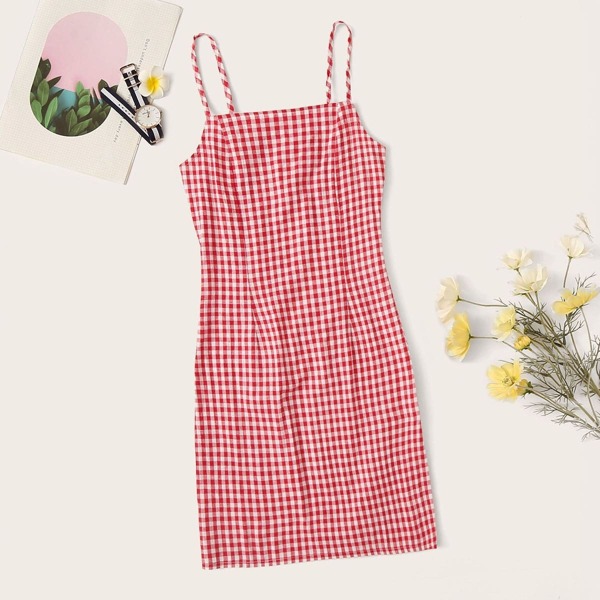 

Gingham Cami Dress, Red