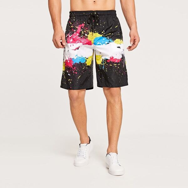 

Men Splatter Drip Print Shorts