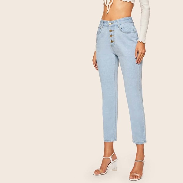 

Stitch Detail Button Fly Jeans