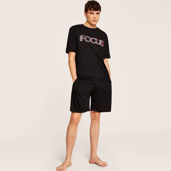 

Men Letter Print Pajama Set