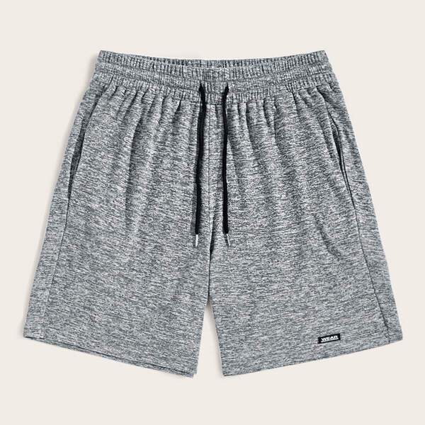 

Men Slant Pocket Patched Detail Marled Shorts