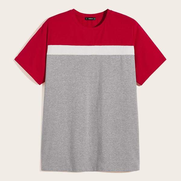 

Men Heather Grey Panel Colorblock Tee