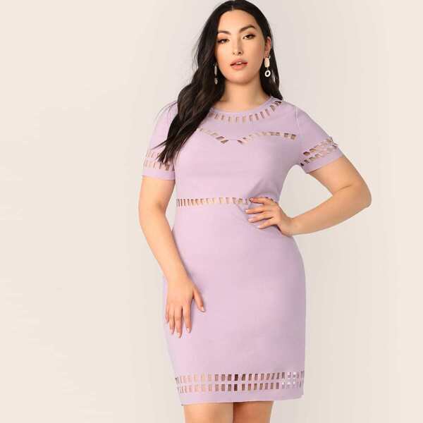 

Plus Laser Cut Form Fitted Dress