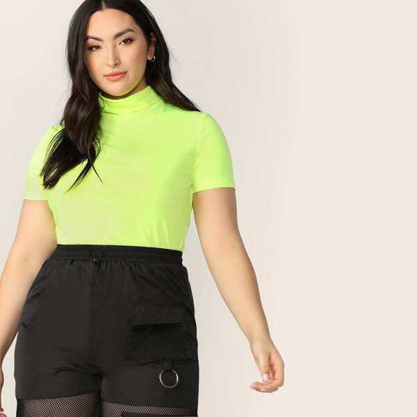 

Plus Neon Lime Mock Neck Tee