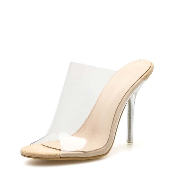

Peep Toe Clear Heels, Apricot