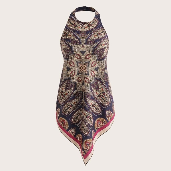 

Paisley Print Tie Back Halter Blouse