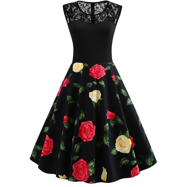 

Plus Contrast Lace Floral Print Dress